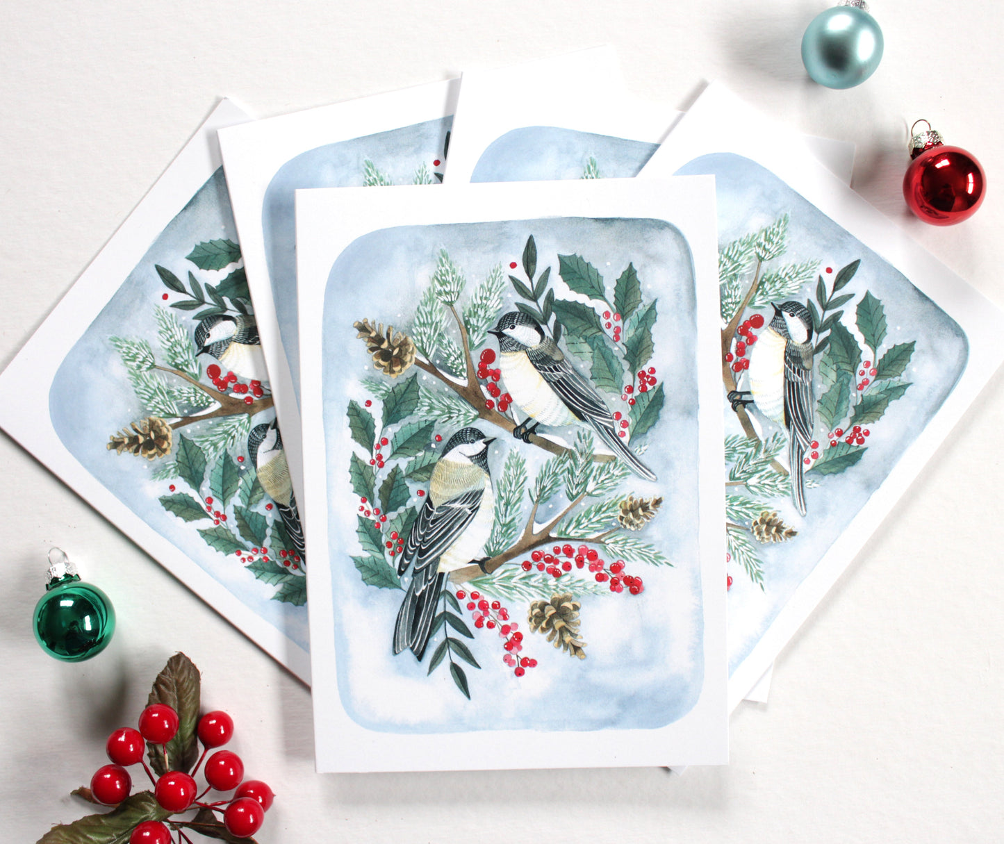 Set of Five Chickadee Holiday Cards