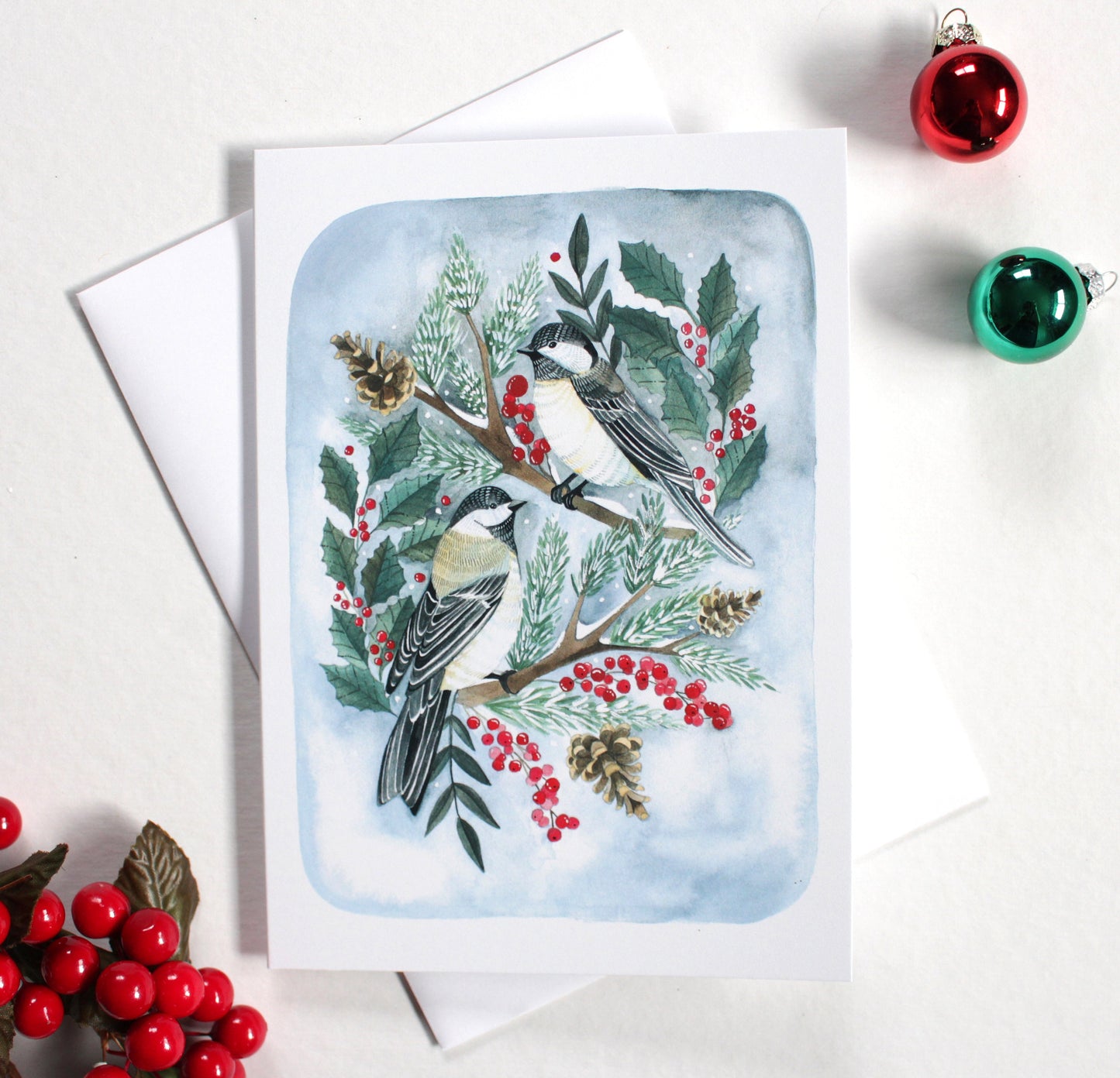 Holiday Card - Winter Chickadees