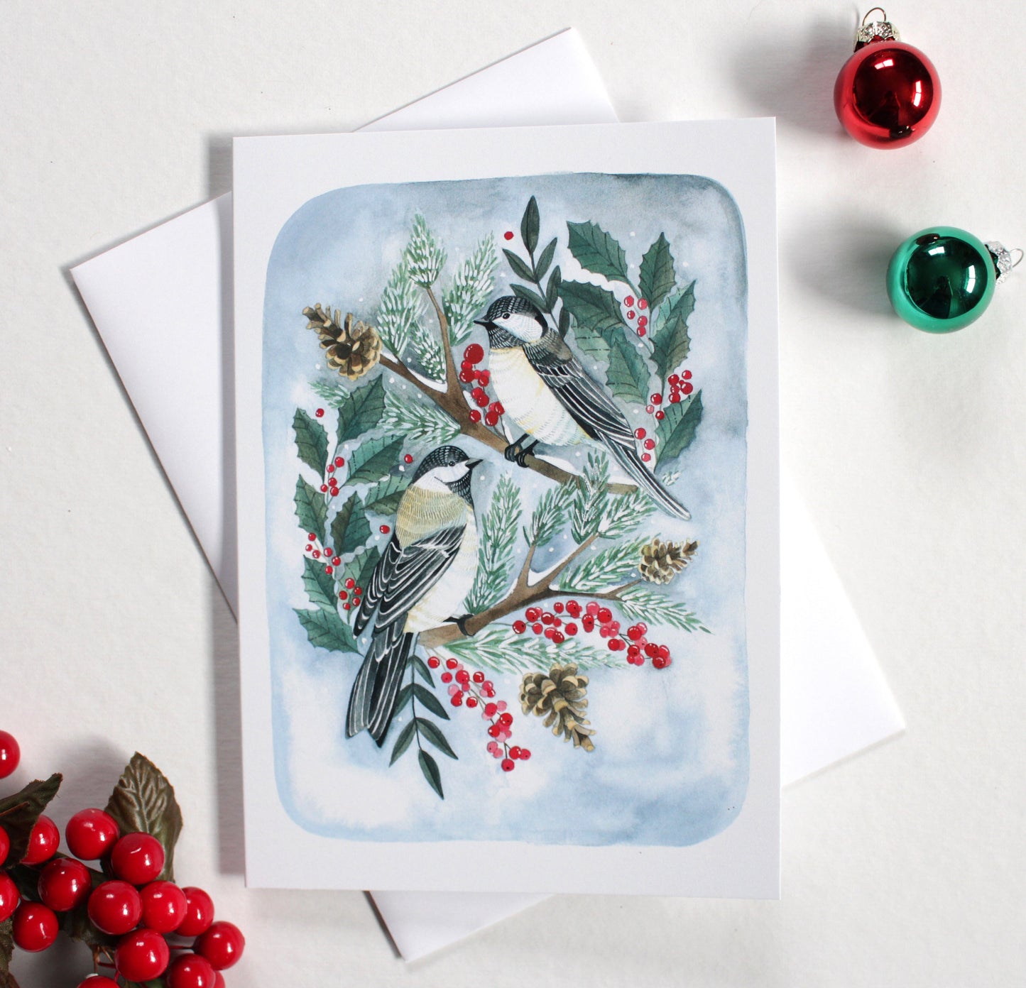 Holiday Card - Winter Chickadees