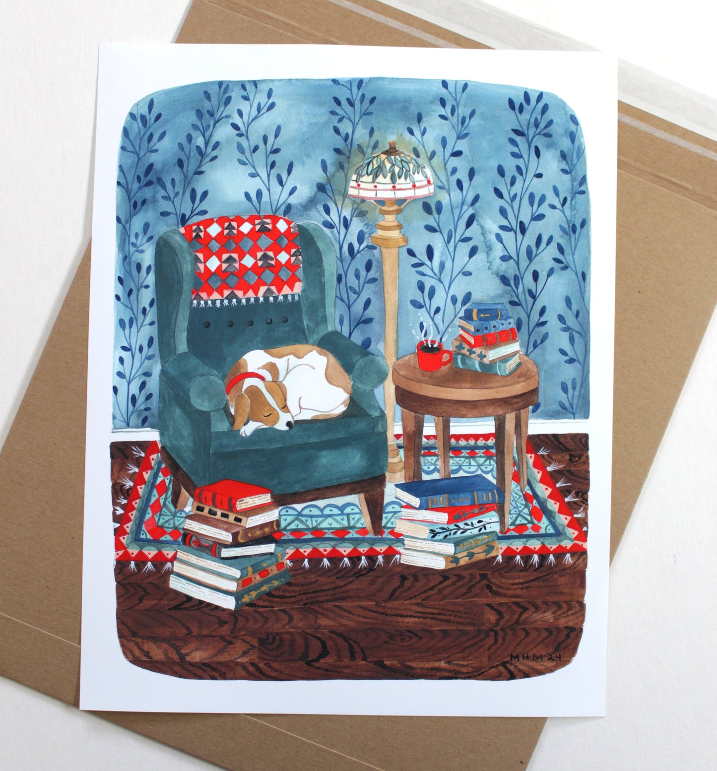 11x14 Print - Cozy Library Dog