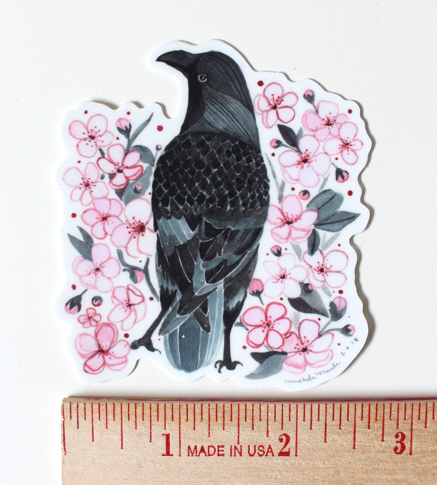 Single Sticker - Crow with Blossoms