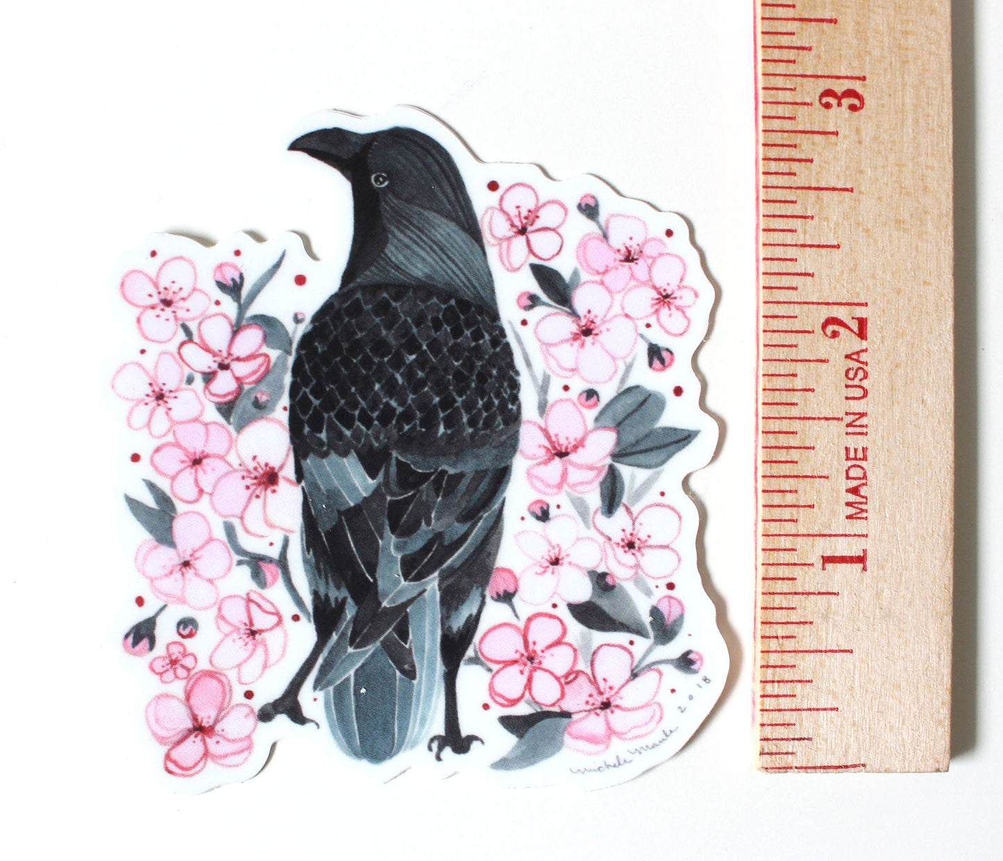 Single Sticker - Crow with Blossoms