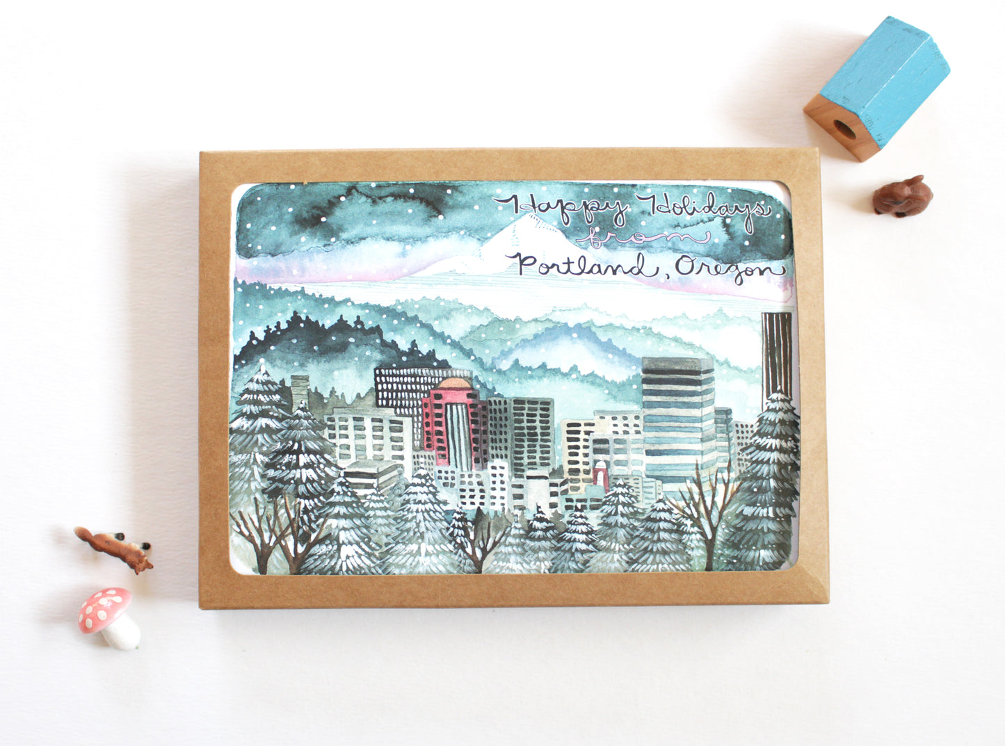 Set of Portland Oregon Holiday Cards - Happy Holidays from Portland