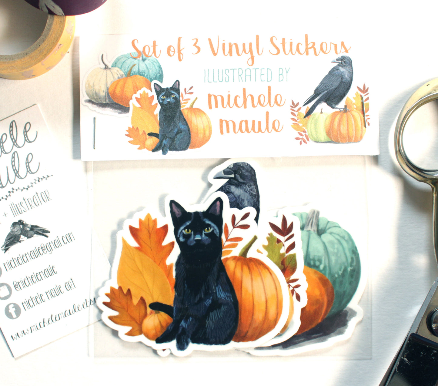 Set of Three Autumn Vinyl Stickers