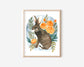 Hand Drawn Bunny Illustration with Marigold Flowers (11x14)