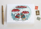 Set of Five Blank  Holiday Cards - Happy Holiday Mice