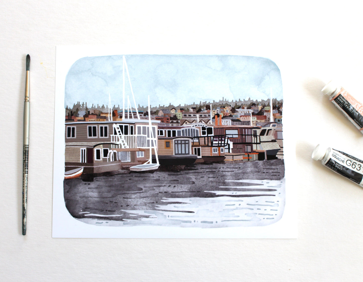 8x10 Print - Seattle House Boats