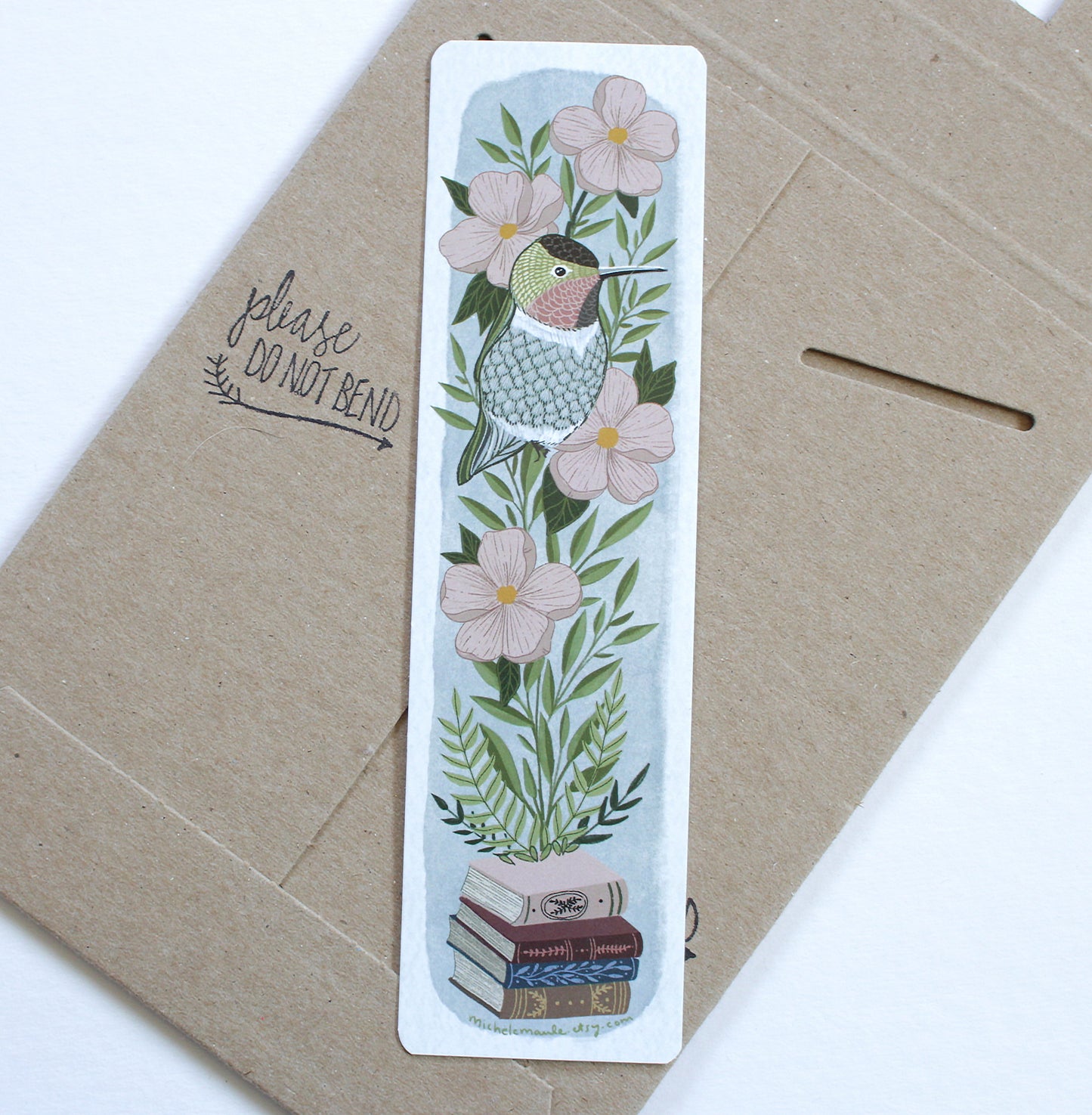 Illustrated Hummingbird Bookmark