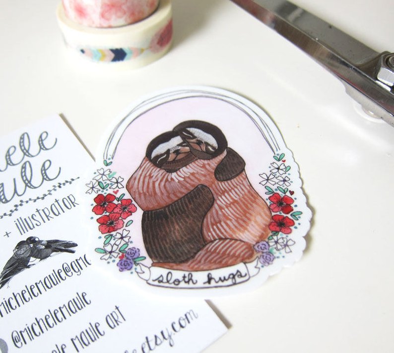 Single Sticker - Sloth Hugs