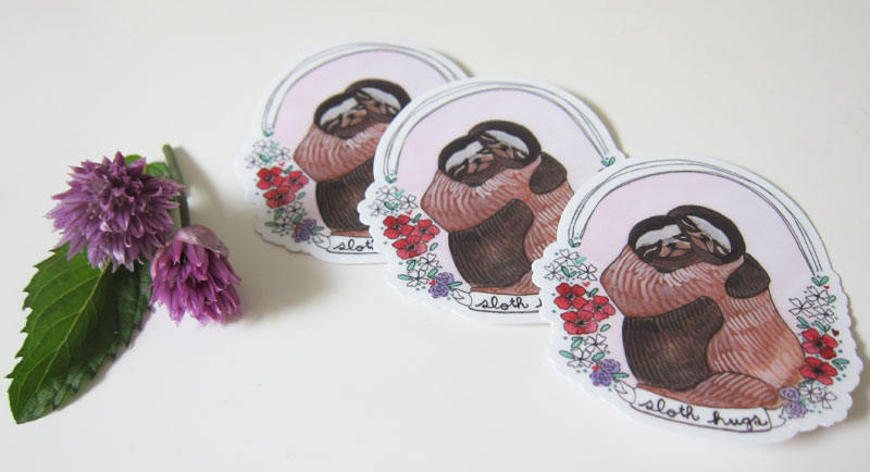 Set of Three Sloth Hugs Stickers