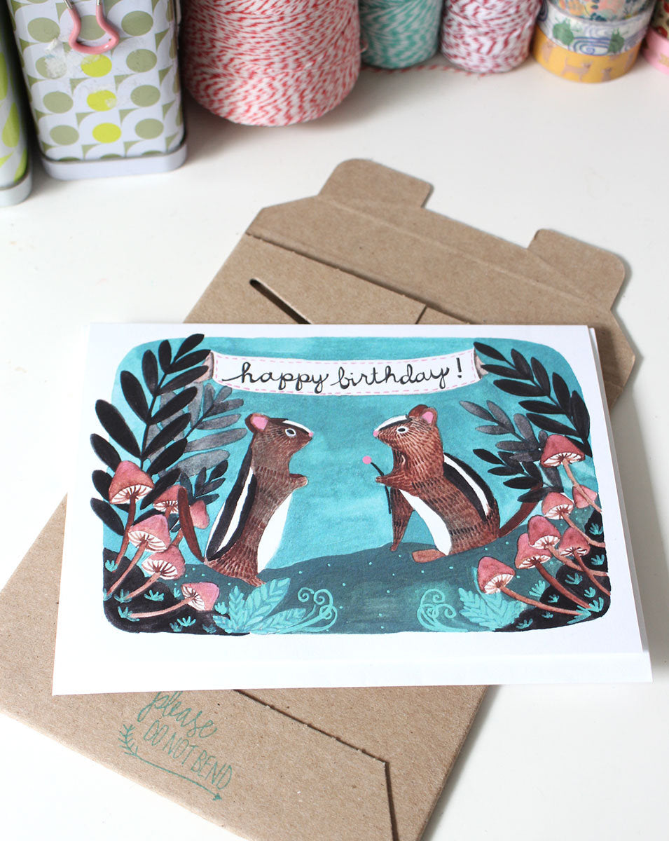Birthday Card - Chipmunks