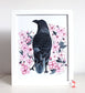 8x10 Print - Crow and Blossoms
