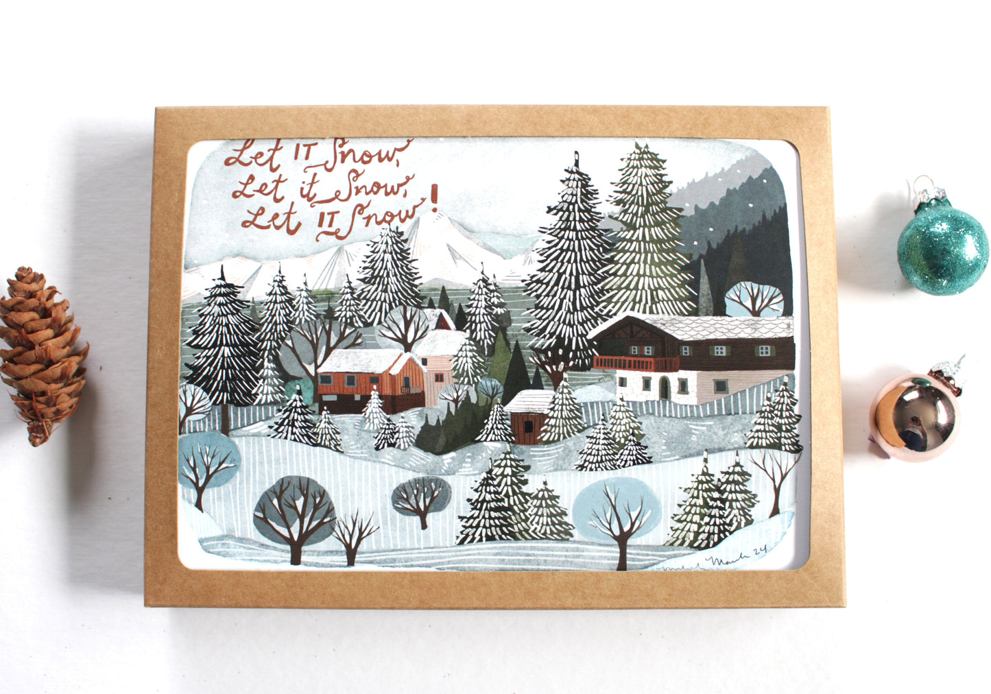 Set of illustrated Holiday Cards - Let it Snow, Let it Snow, Let it Snow!