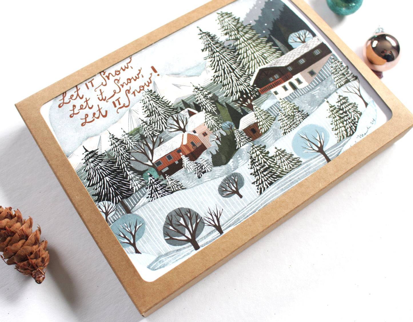Set of illustrated Holiday Cards - Let it Snow, Let it Snow, Let it Snow!