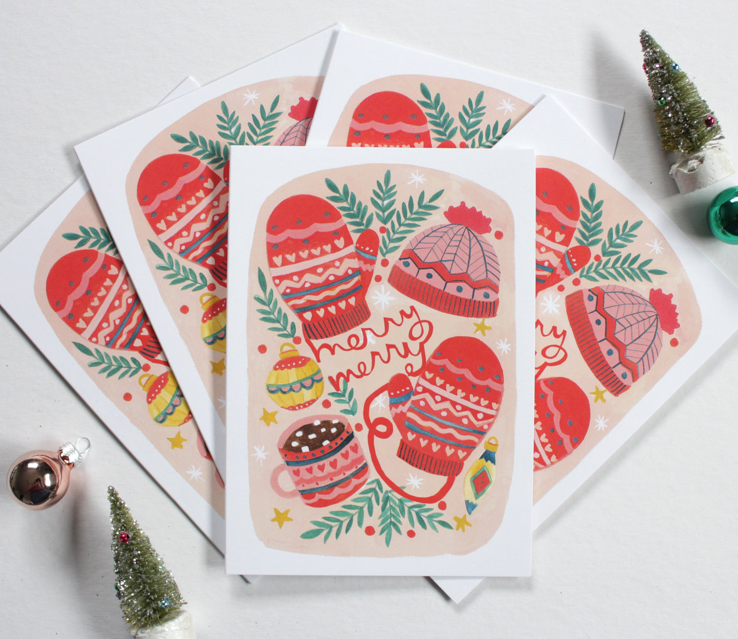 Set of Five Holiday Cards Cozy Christmas