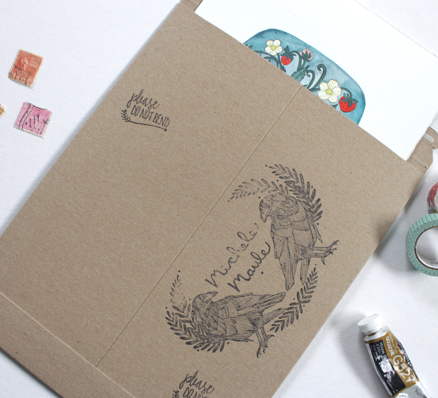 Original Mouse Reading a Book Gouache Painting