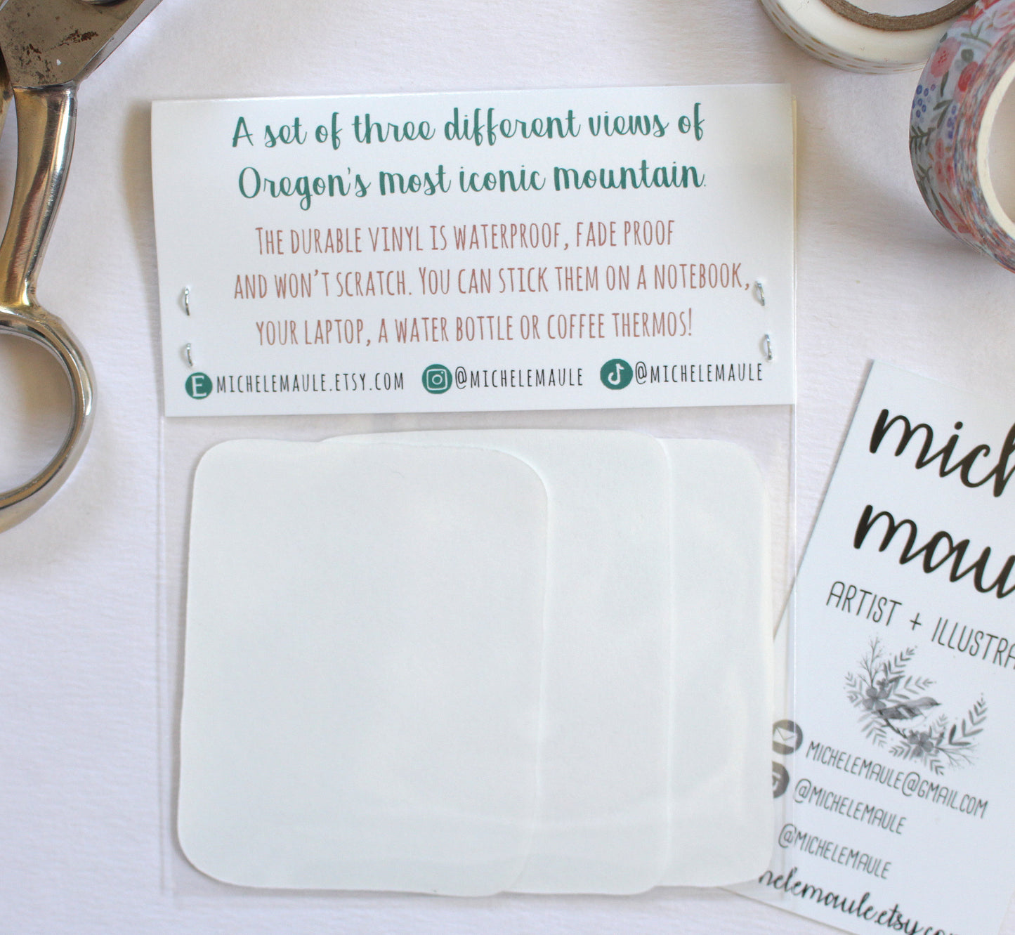 Set of Three Vinyl Stickers - Three Views of Mt Hood