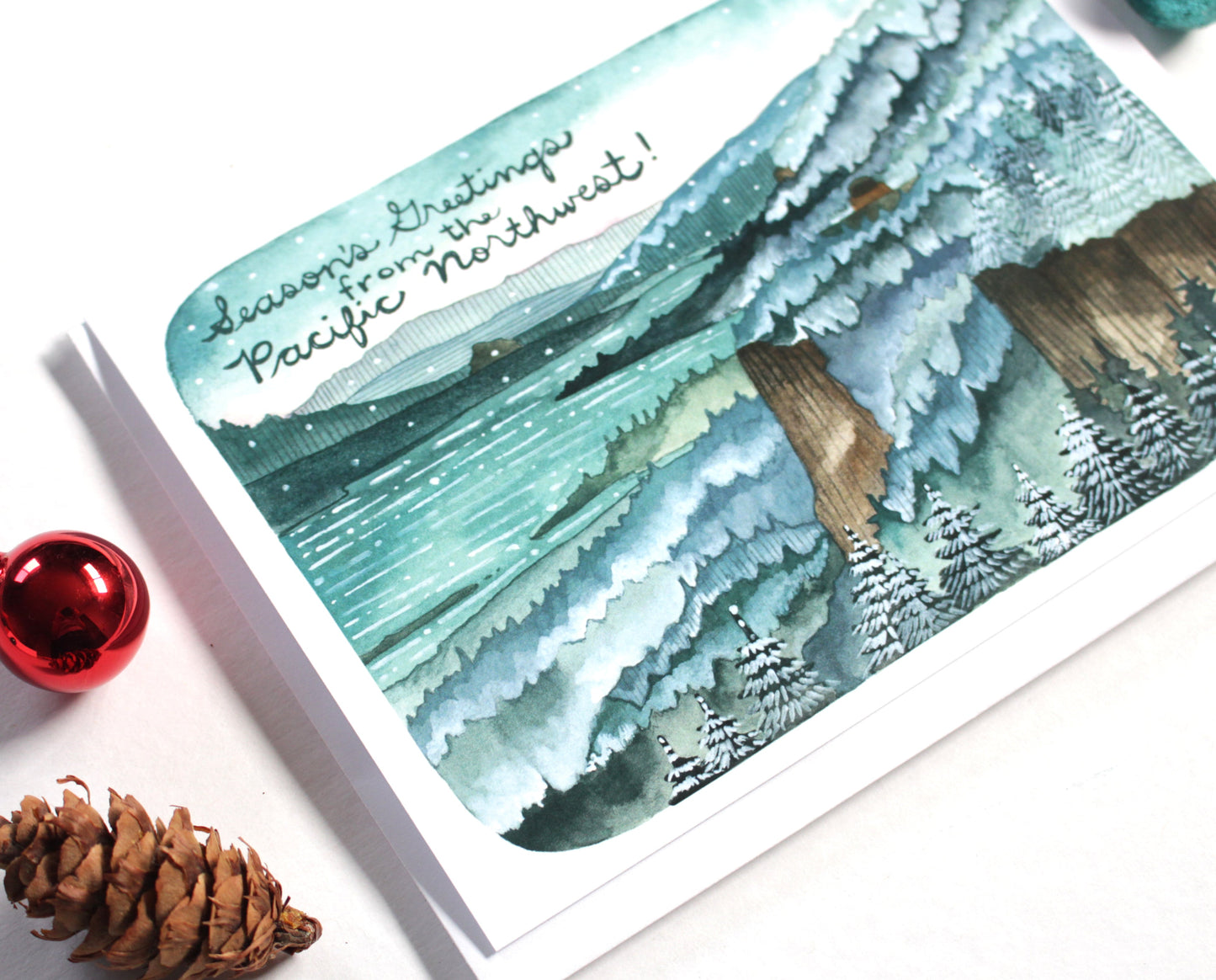 Illustrated Pacific Northwest Christmas Card - Season's Greetings from the Pacific Northwest