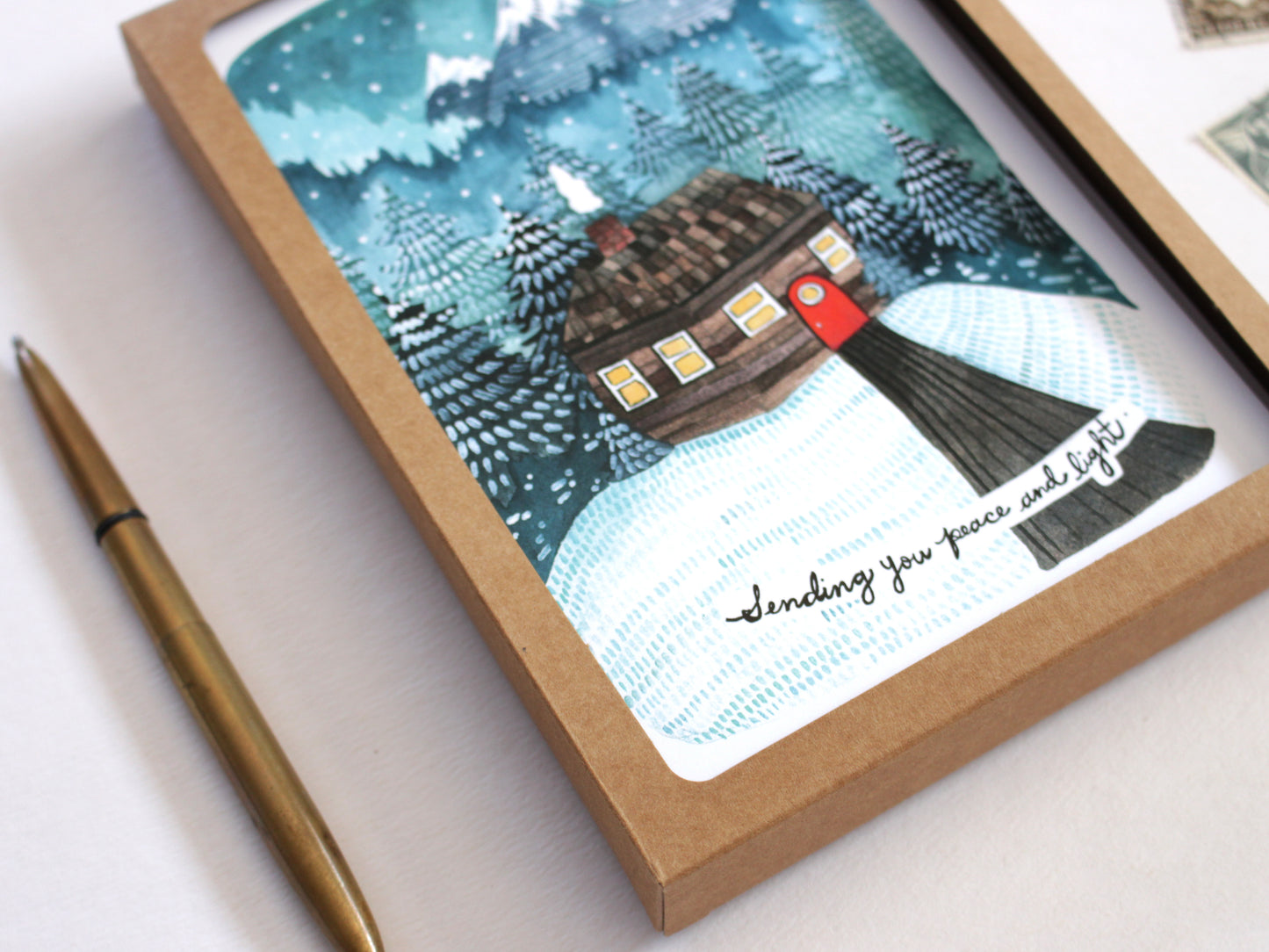 Set of 5 Holiday Cards - Sending You Peace and Light