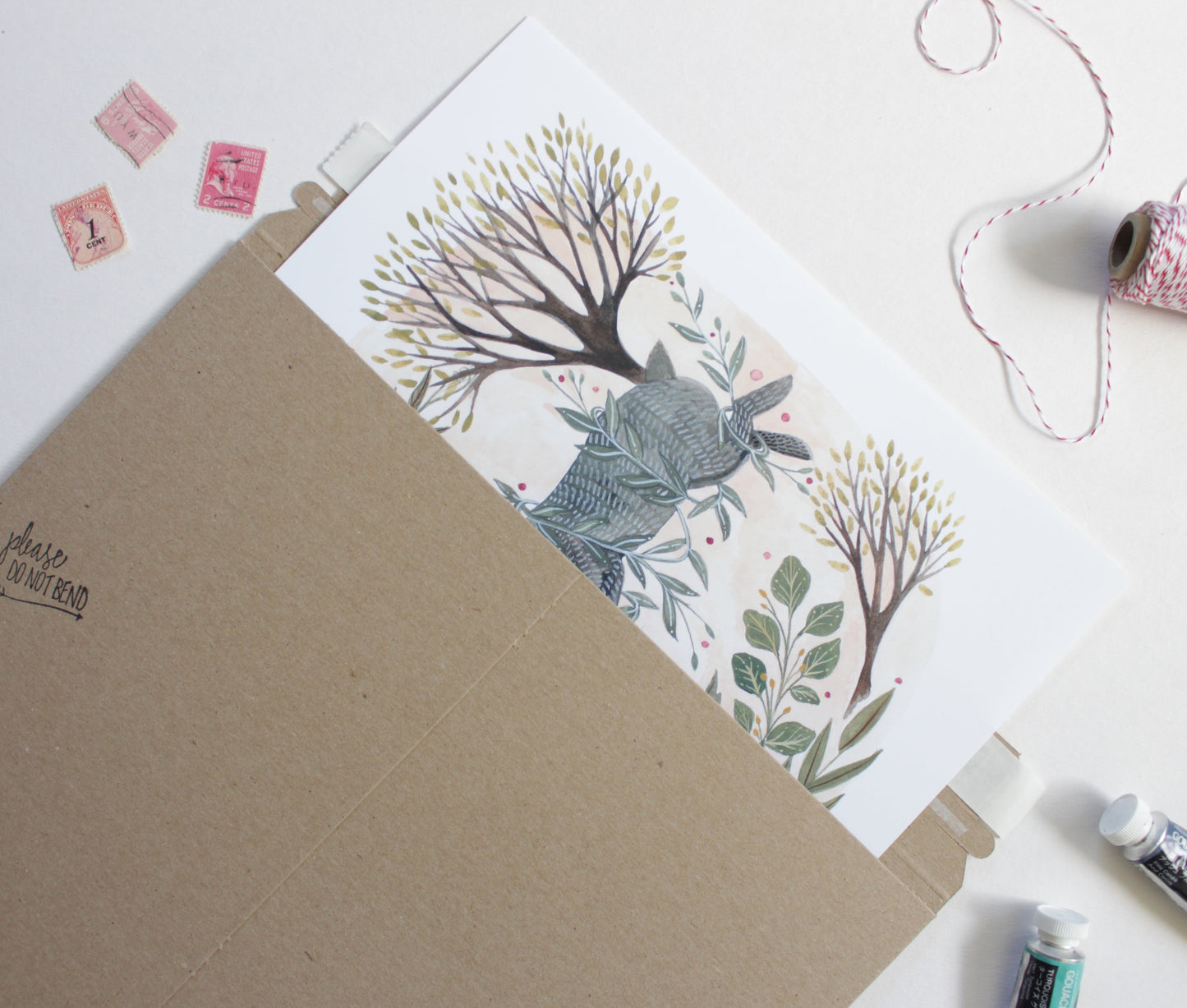 11x14 Print - Two Spring Rabbits with Trees