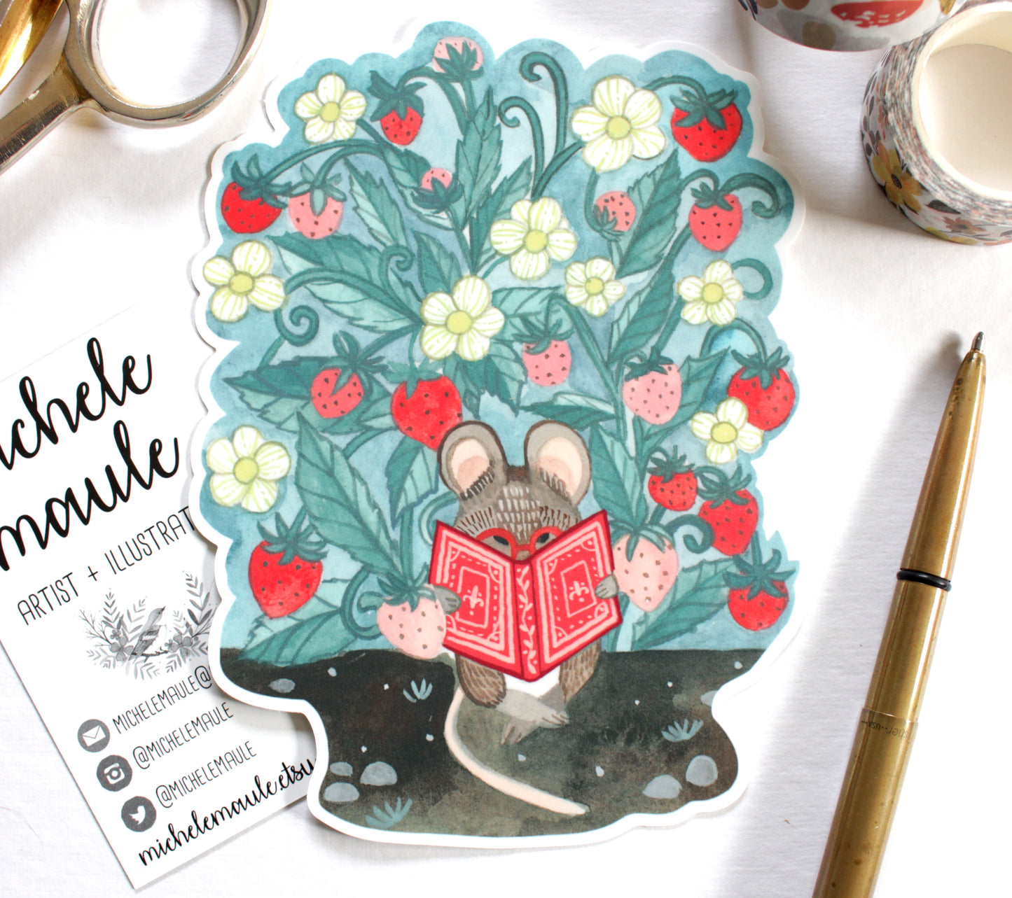 Large Vinyl Sticker - Little Mouse Reading