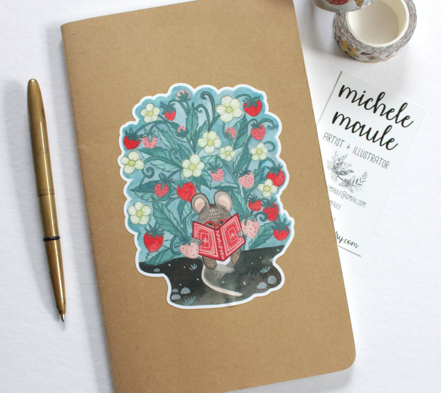 Large Vinyl Sticker - Little Mouse Reading