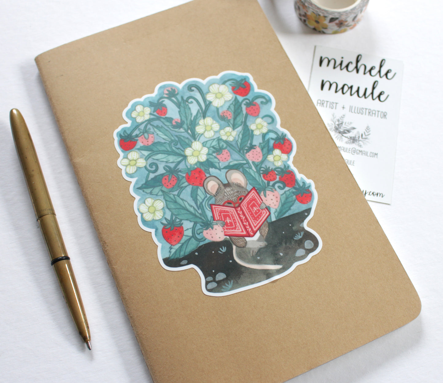 Large Vinyl Sticker - Little Mouse Reading