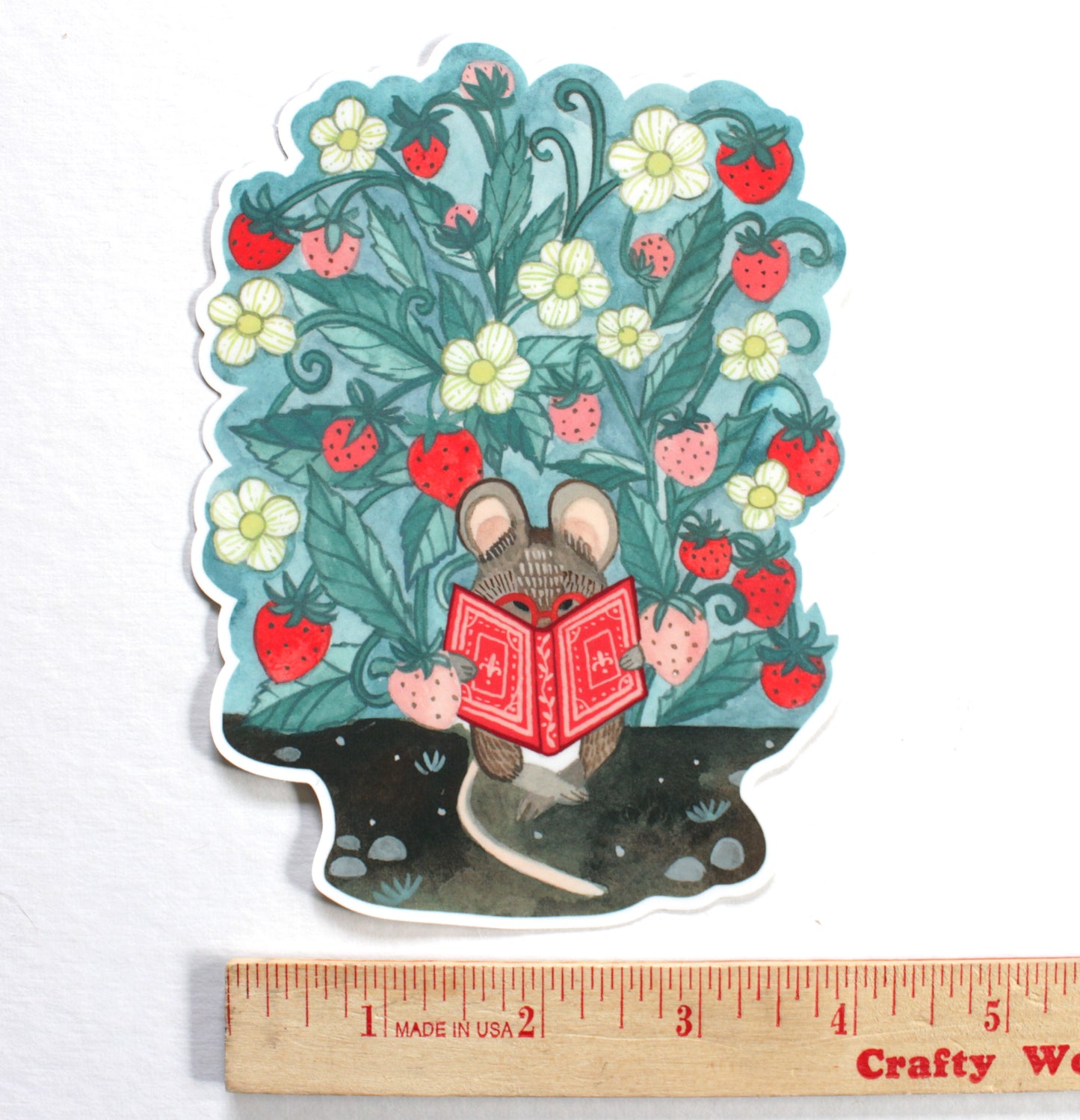 Large Vinyl Sticker - Little Mouse Reading