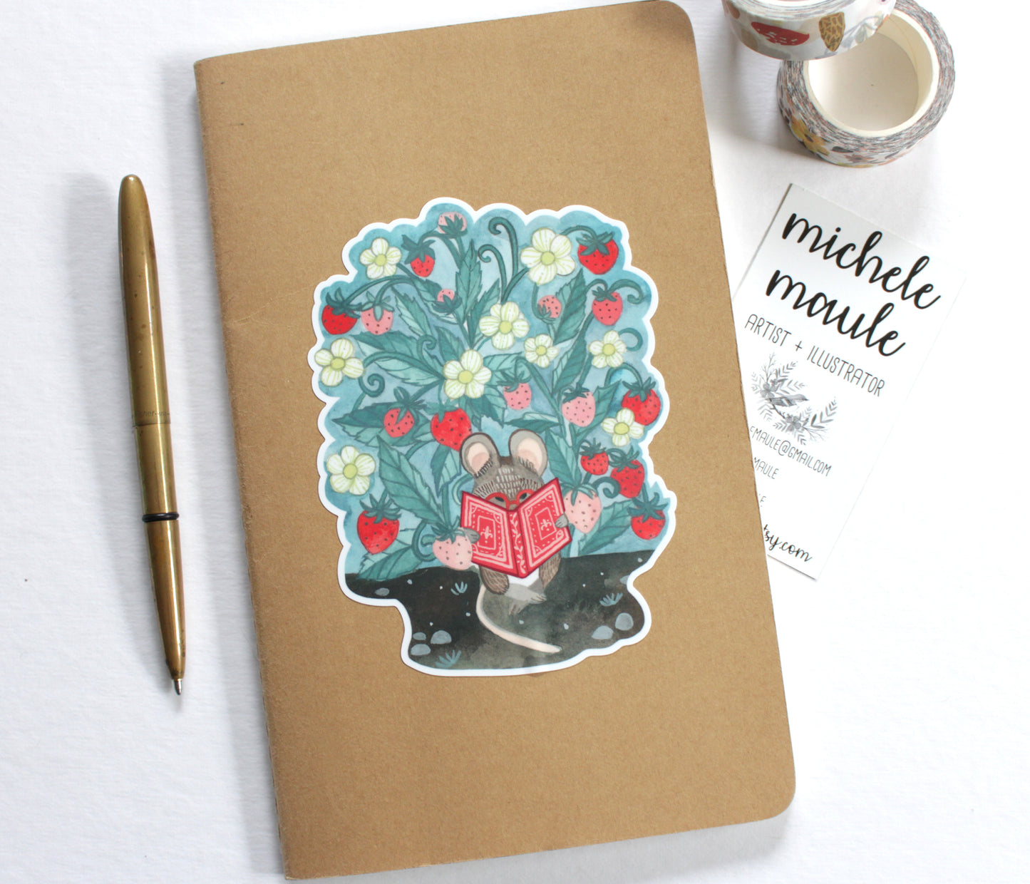 Large Vinyl Sticker - Little Mouse Reading