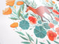 11x14 Print - Red Fox with California Poppies and Nasturtium