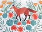 11x14 Print - Red Fox with California Poppies and Nasturtium