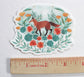 Vinyl Sticker - Red Fox with Nasturtium and California Poppies
