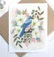 Garden Bird Art - 11x14 Scrub Jay with Dogwood Blossoms Illustration Print for Nature Lovers