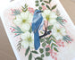 Garden Bird Art - 11x14 Scrub Jay with Dogwood Blossoms Illustration Print for Nature Lovers