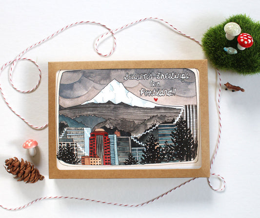 Festive Cards From the City of Roses: Portland Oregon Christmas Set