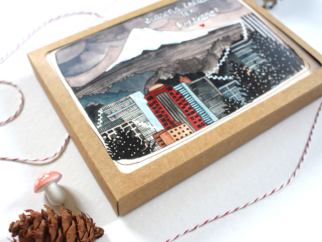 Festive Cards From the City of Roses: Portland Oregon Christmas Set