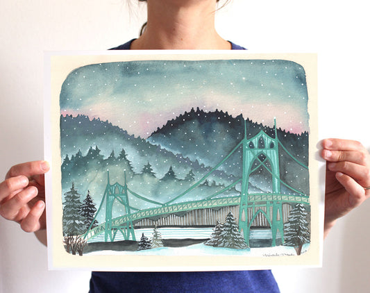 11x14 Print - Snowy St Johns Bridge