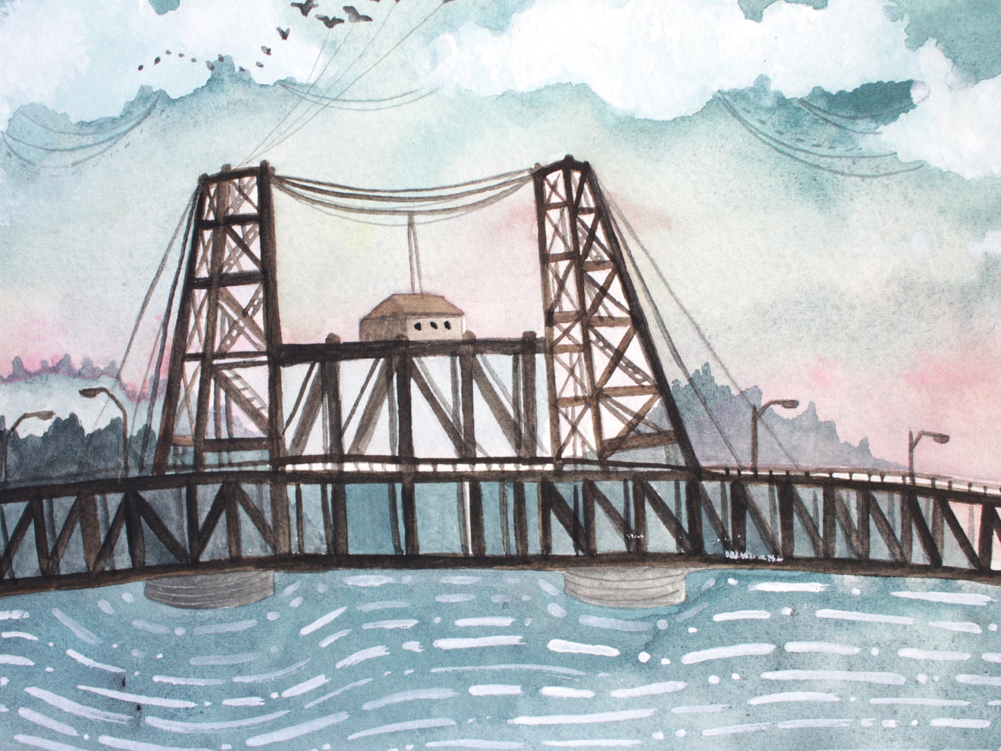 Original Portland Oregon Watercolor Painting - Steel Bridge
