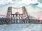 Original Portland Oregon Watercolor Painting - Steel Bridge
