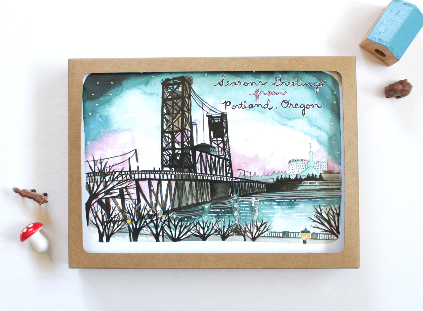 Set of Holiday Cards - Season's Greetings from Portland, Oregon