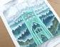 Portland Oregon Illustration of the St Johns Bridge with a Misty Forest (11x14)
