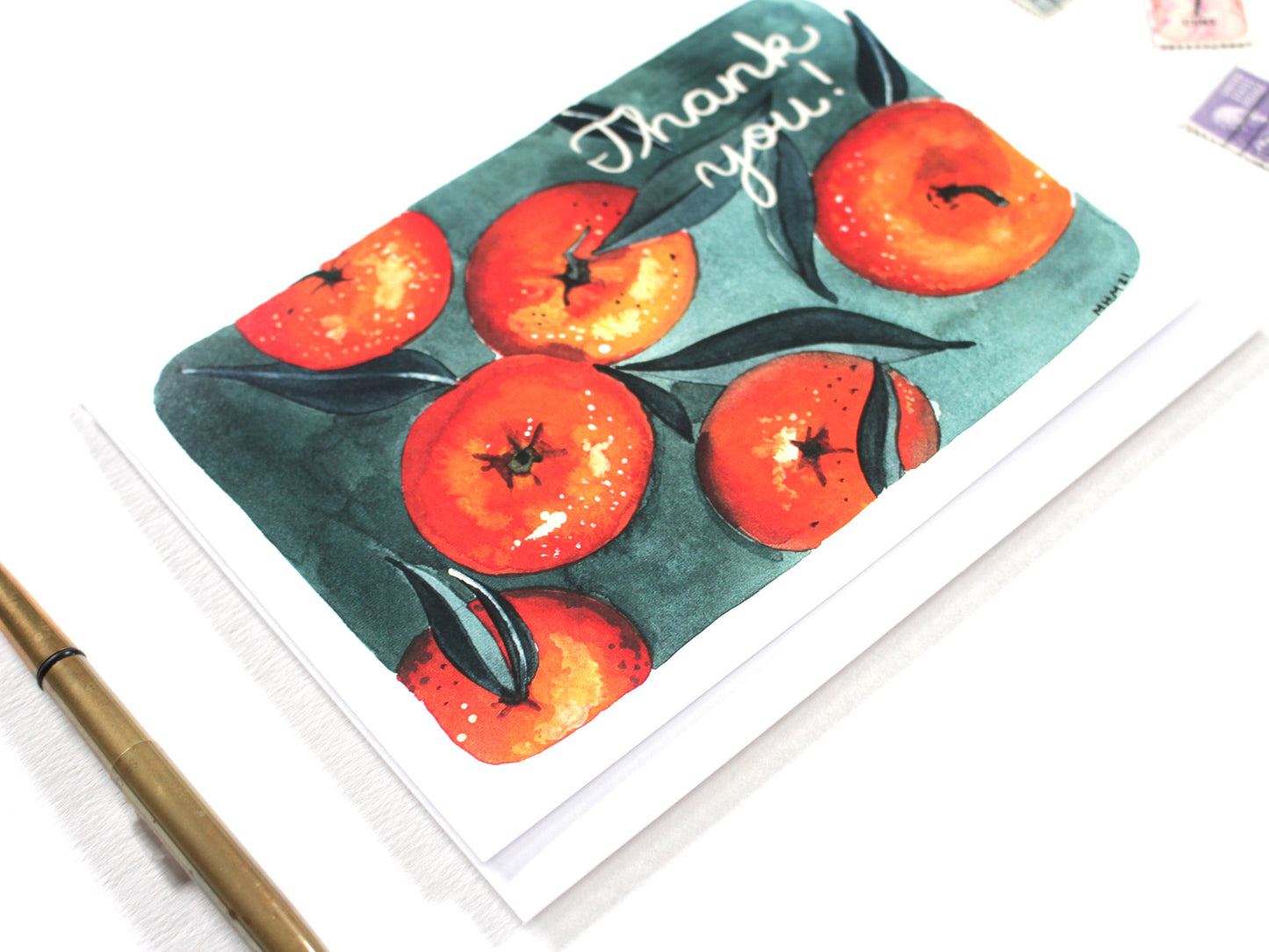 Tangerine Thank You Blank Greeting Card