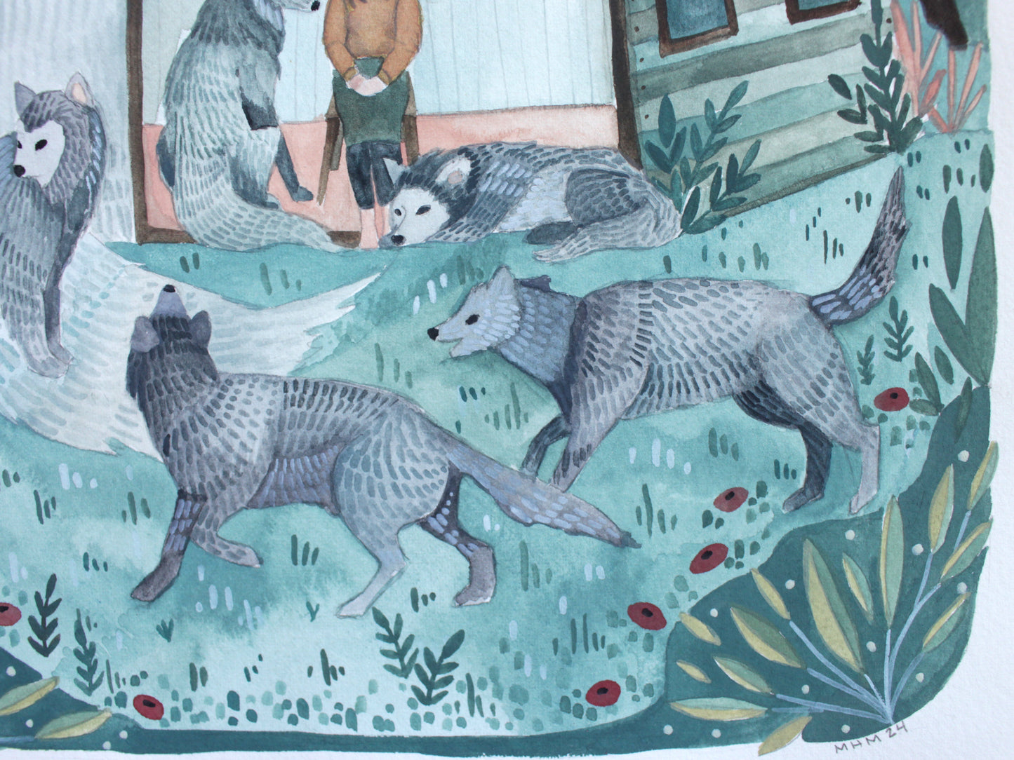 Original Painting - Wolves at the Door